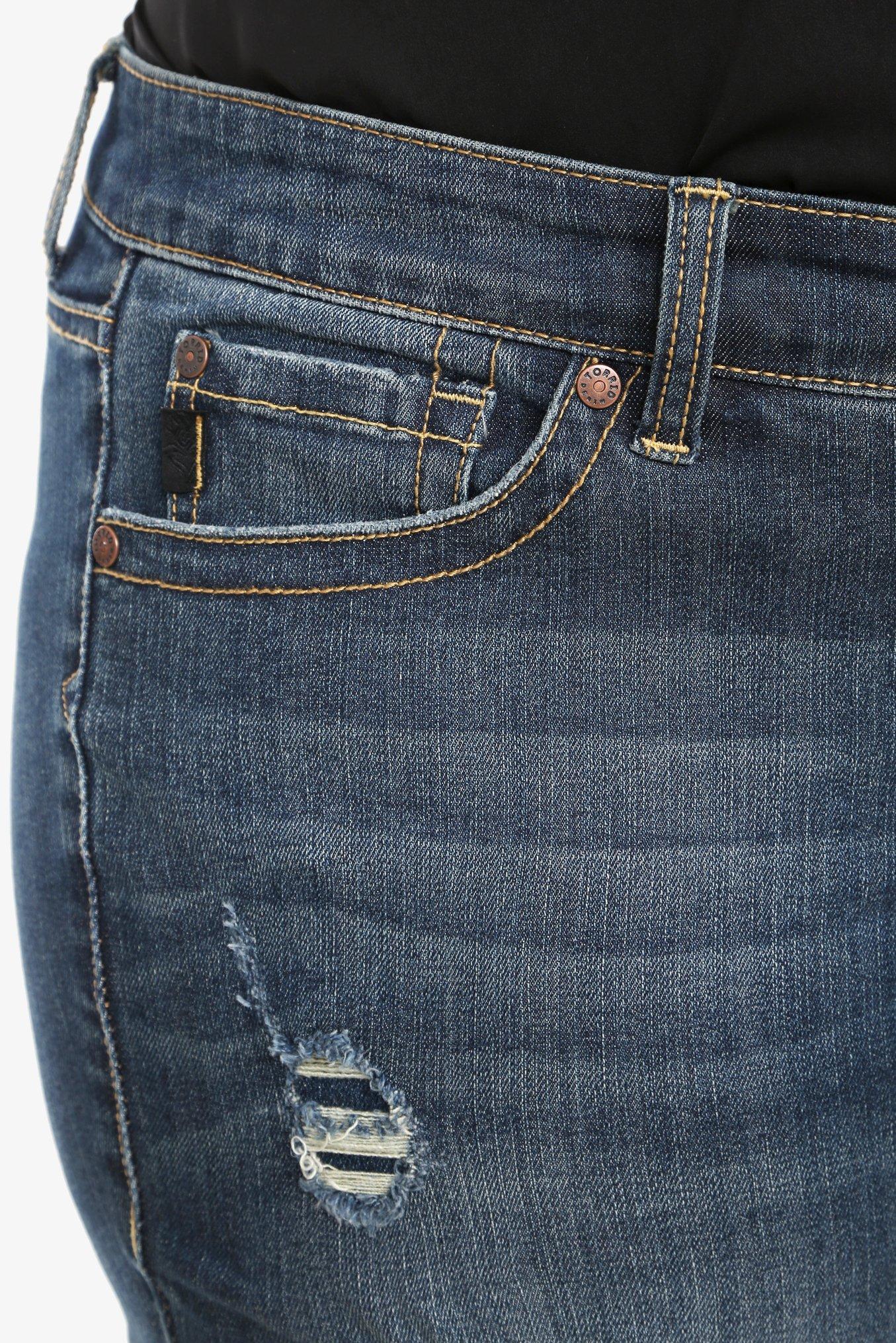 Torrid Skinny Jean - Medium Wash with Destruction, , alternate