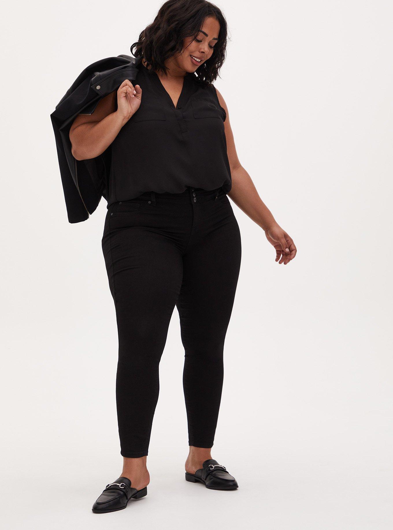 Plus Size - Jeggings - Black Wash with Lace Inset - Torrid