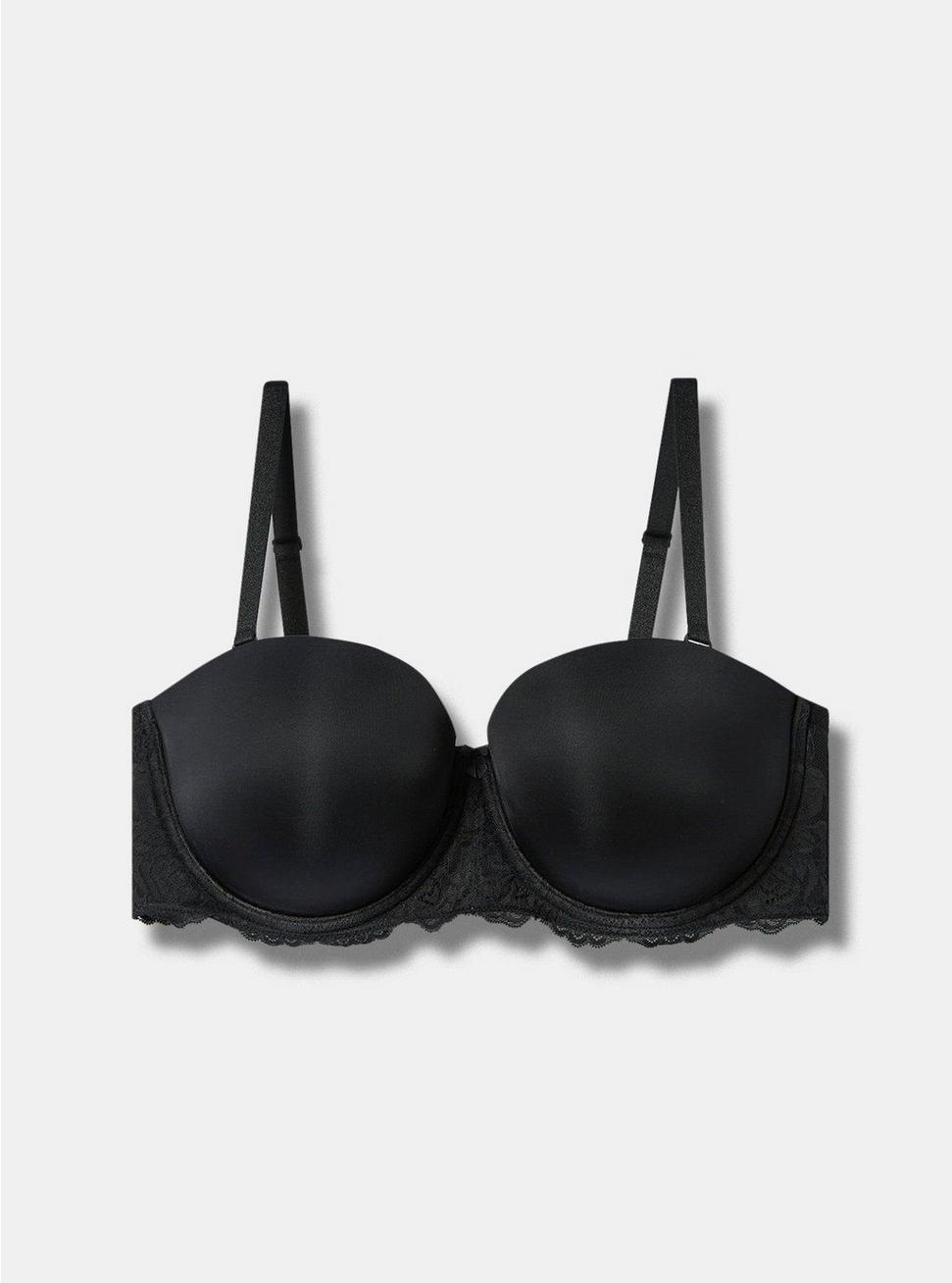 Plus Size Strapless Lightly Lined Smooth Straight Back Bra, RICH BLACK, hi-res