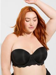Plus Size Strapless Lightly Lined Smooth Straight Back Bra, RICH BLACK, hi-res