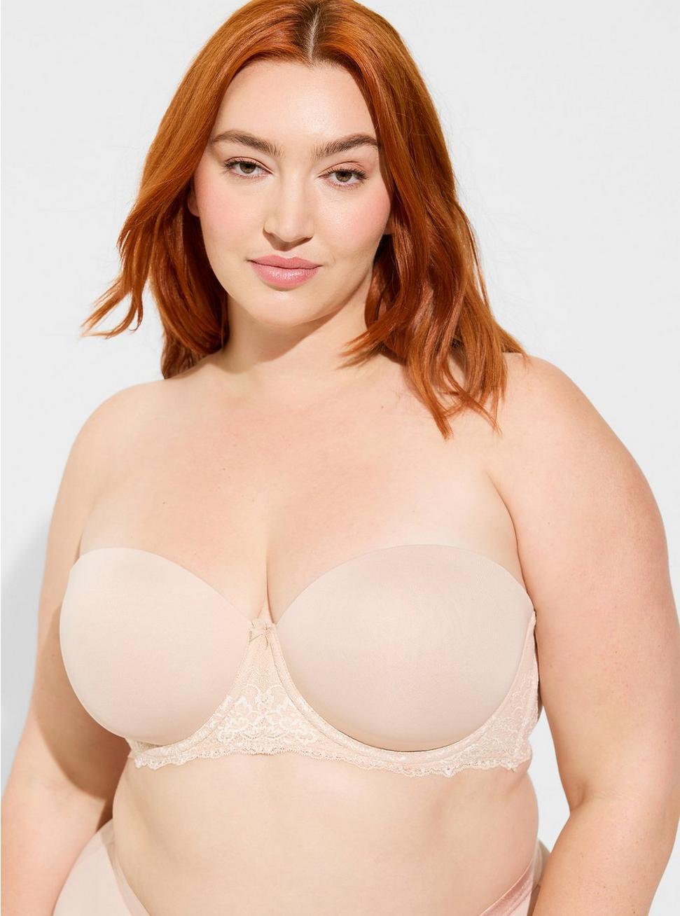 Strapless Lightly Lined Smooth Straight Back Bra, ROSE DUST, hi-res