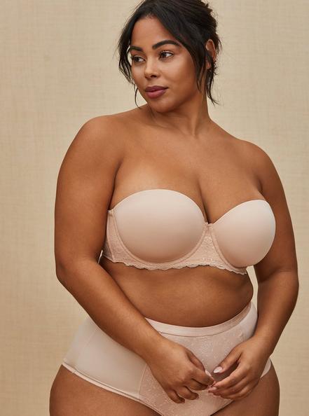 Strapless Lightly Lined Smooth Straight Back Bra, ROSE DUST, hi-res