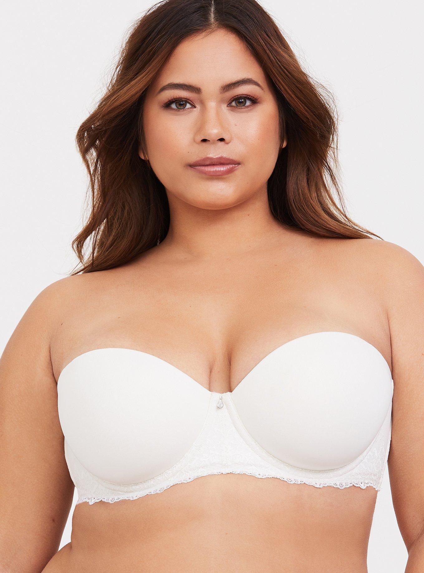 Plus Size Strapless Lightly Lined Smooth Bra, BRIGHT WHITE, hi-res