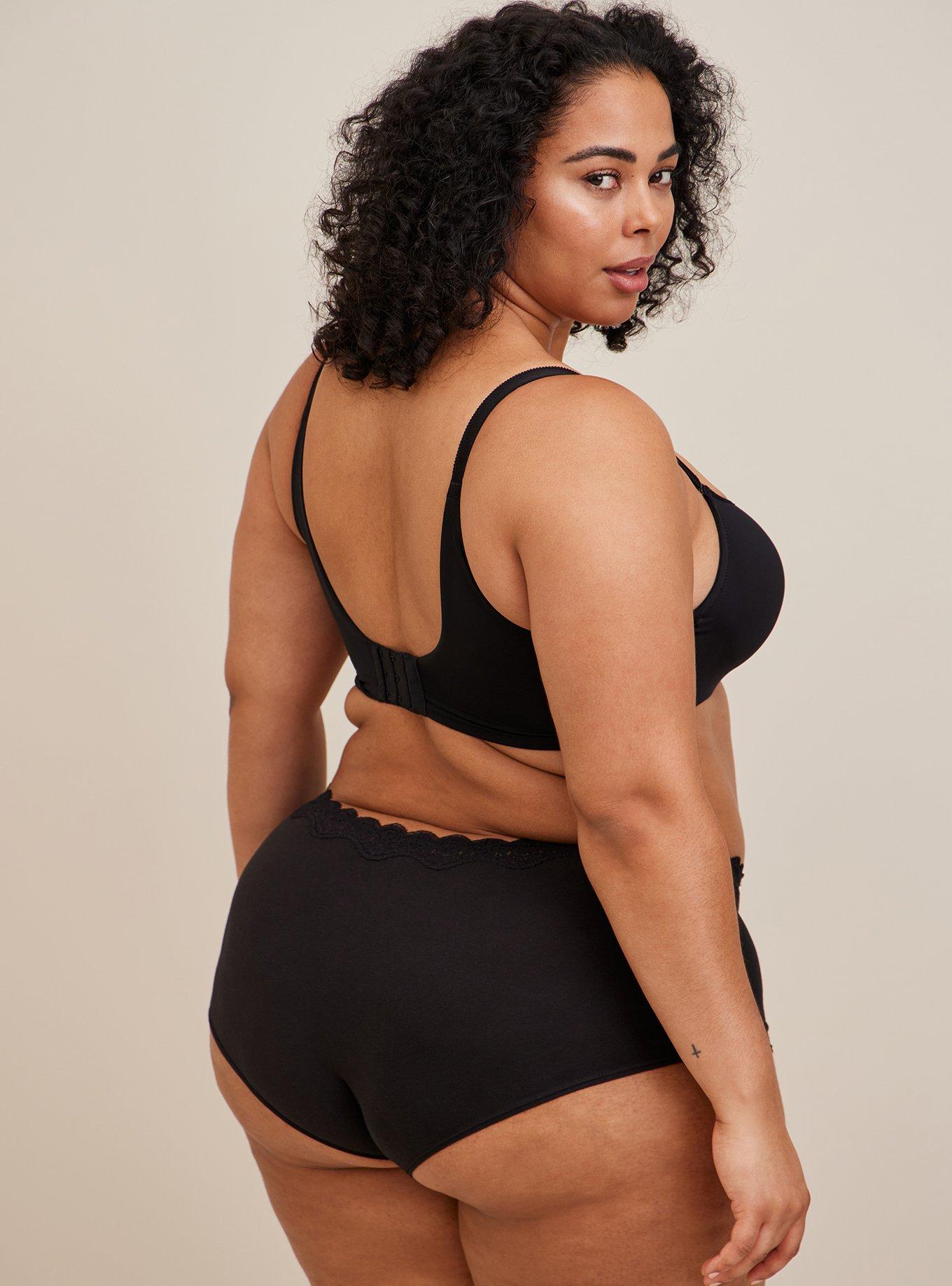 Mid-Rise Lace-Trim Boyshort Panty, RICH BLACK, alternate