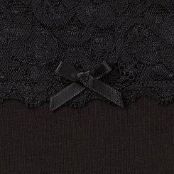 Cotton Mid-Rise Boyshort Lace Trim Panty, RICH BLACK, swatch