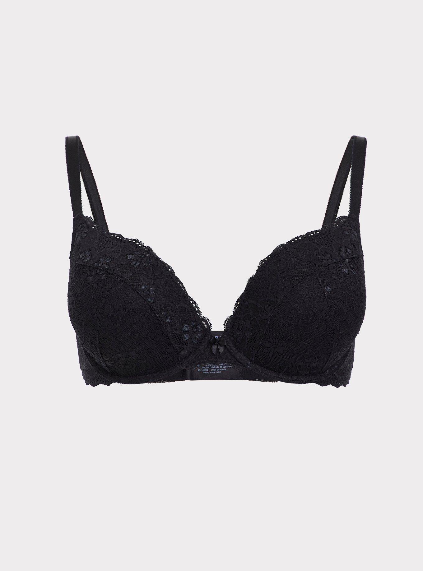 Victorias Secret Sexy Tee Unlined Demi Plunge Black Lace Bra 36-38