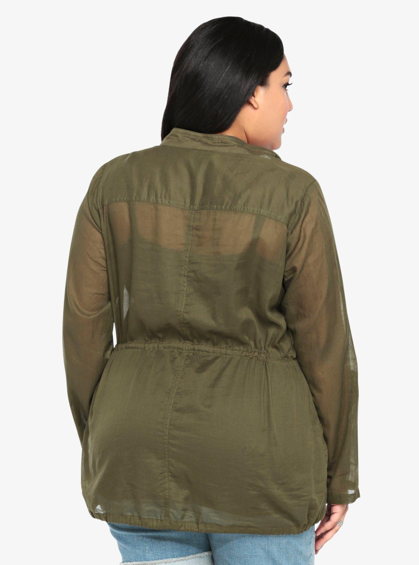 Plus Size Snap-Front Anorak Jacket, OLIVE NIGHT, alternate