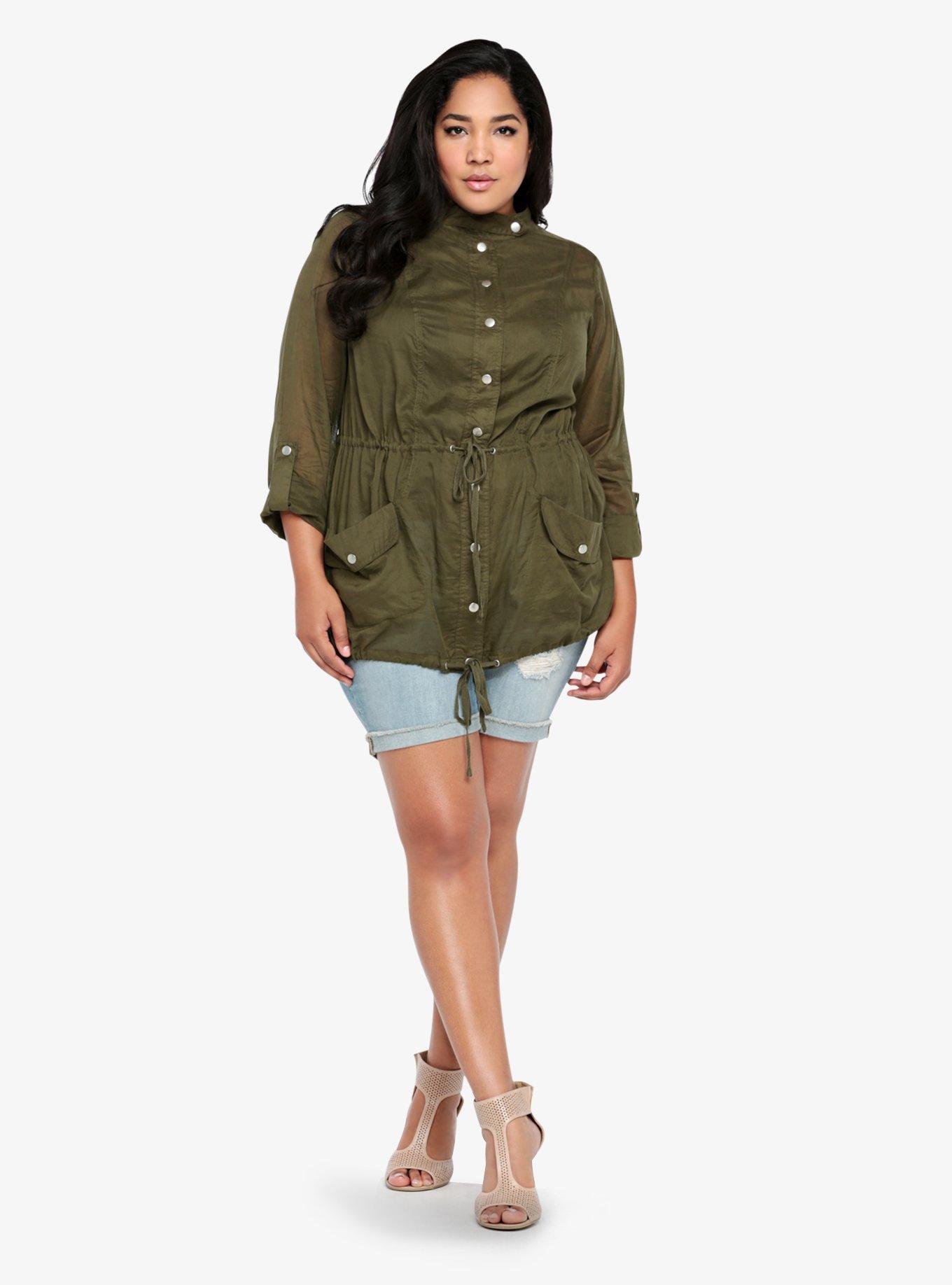 Plus Size Snap-Front Anorak Jacket, OLIVE NIGHT, alternate