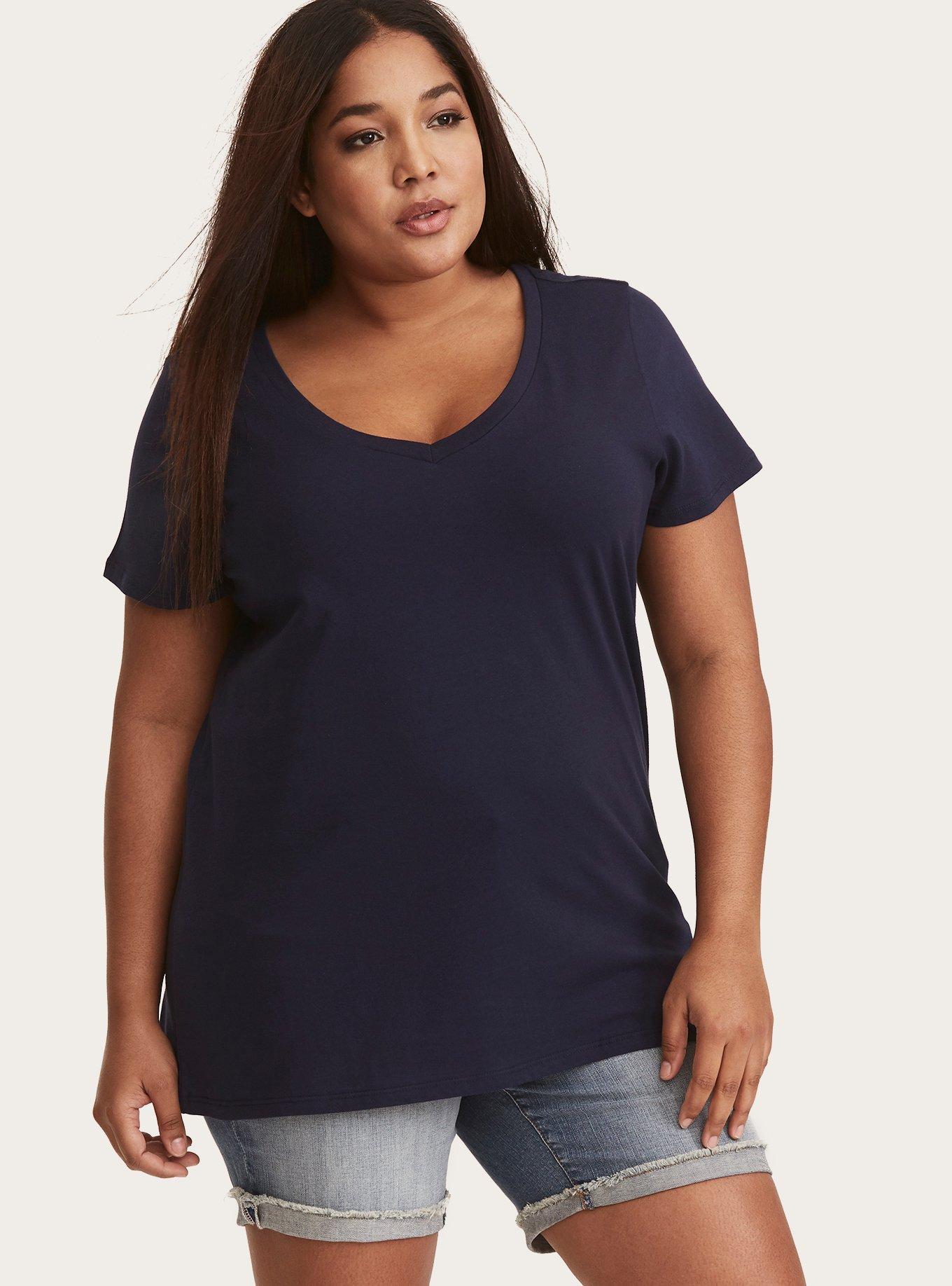 Washington Nationals Women's Plus Size Cloud V-Neck T-Shirt - Navy