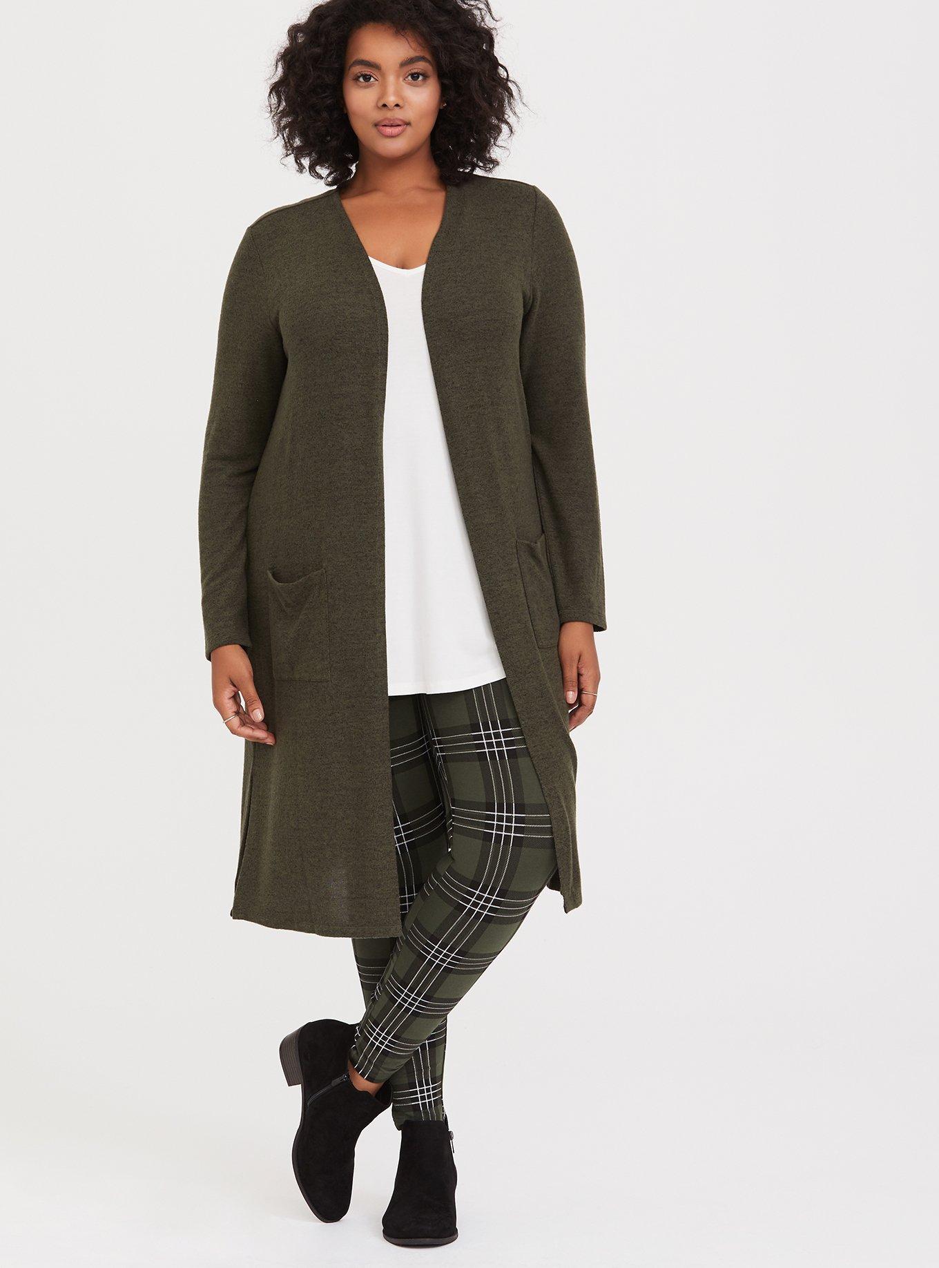 Torrid 2X Leggings Sweater Knit Jacquard Green Plaid Plus Size Mid Rise  Pants