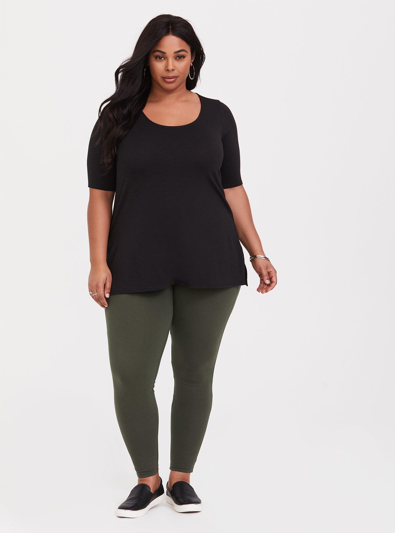 Plus Size - Premium Legging - Macrame Back Black - Torrid