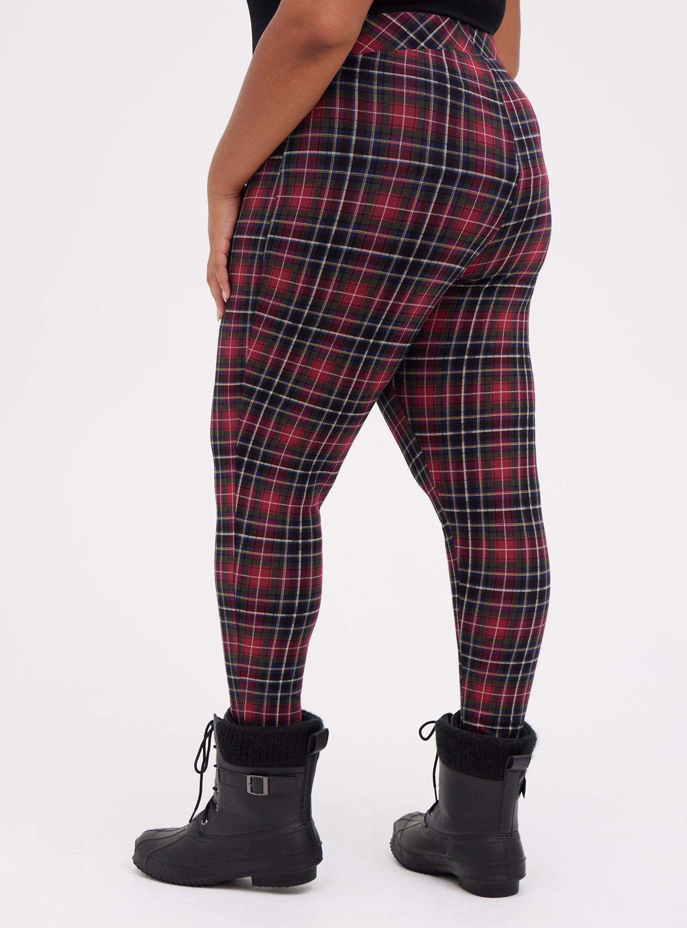 TORRID Red Black Plaid Premium Leggings Size 3 3X 22-24 NWT