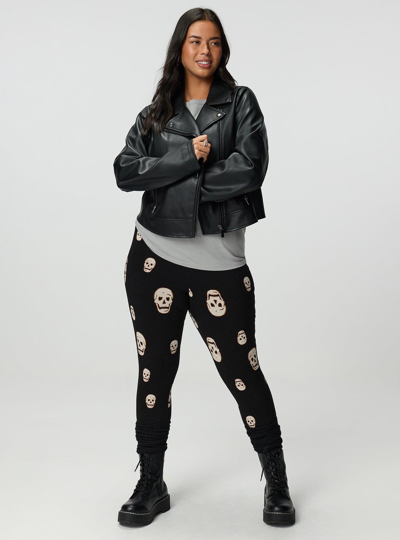 Plus Size Full-Length Legging, MOODY SKULLS DEEP BLACK, alternate
