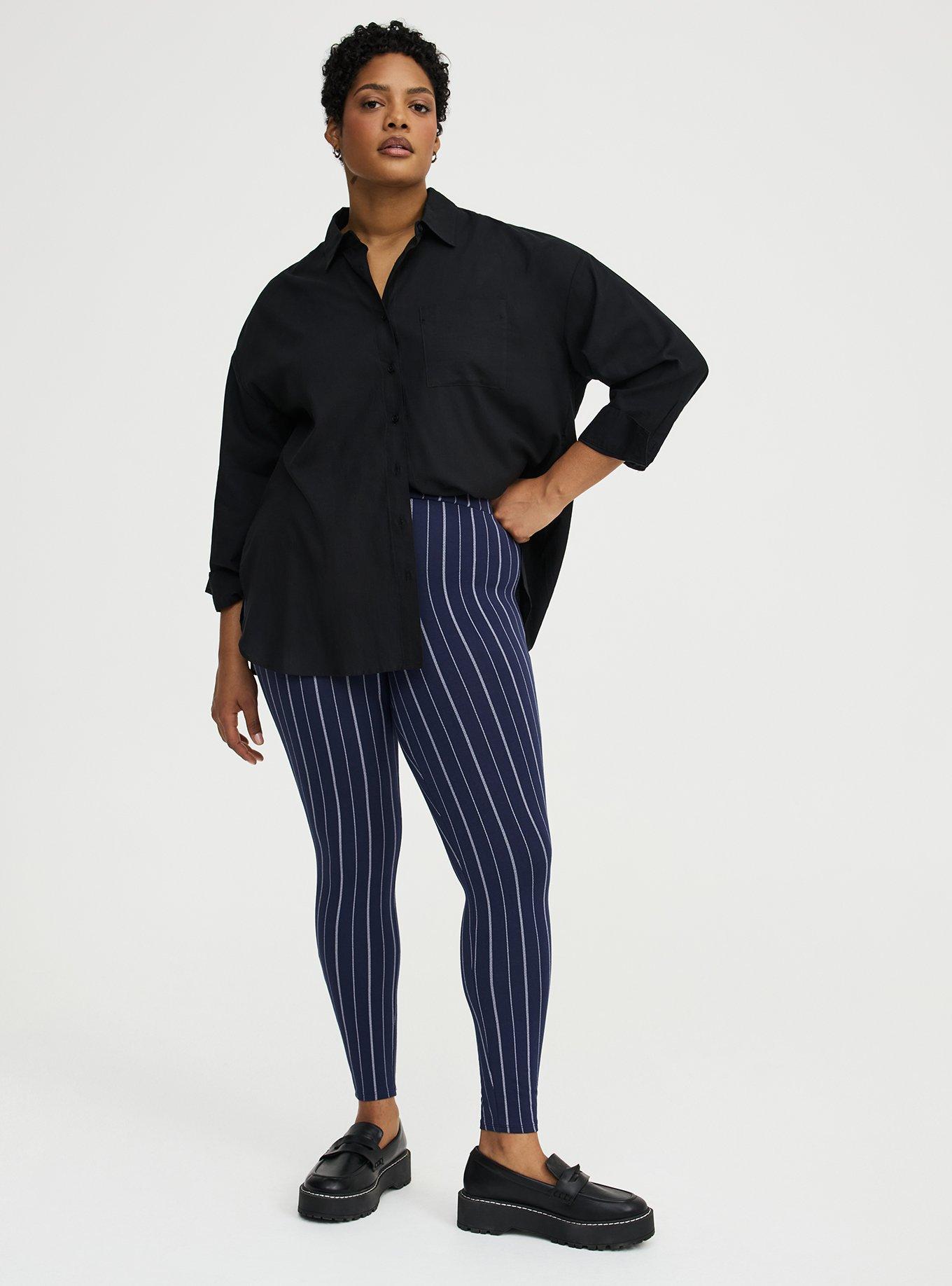 Plus Size Full-Length Legging, CLOSER STRIPE NAVY, hi-res