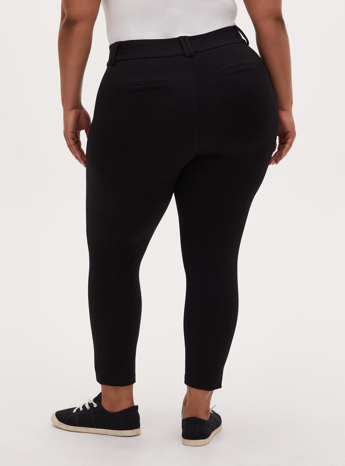 Plus Size Ankle Skinny Studio Luxe Ponte Mid-Rise Pant, DEEP BLACK, alternate