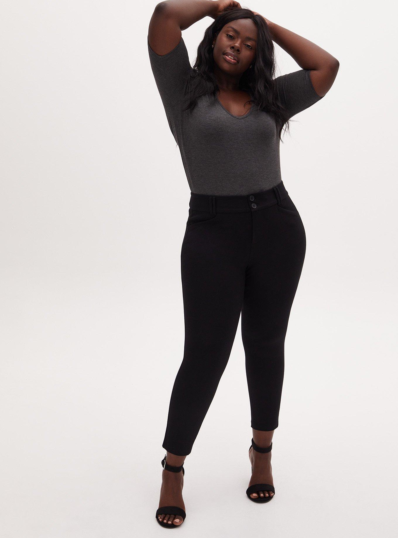 Plus Size Ankle Skinny Studio Luxe Ponte Mid-Rise Pant, DEEP BLACK, alternate