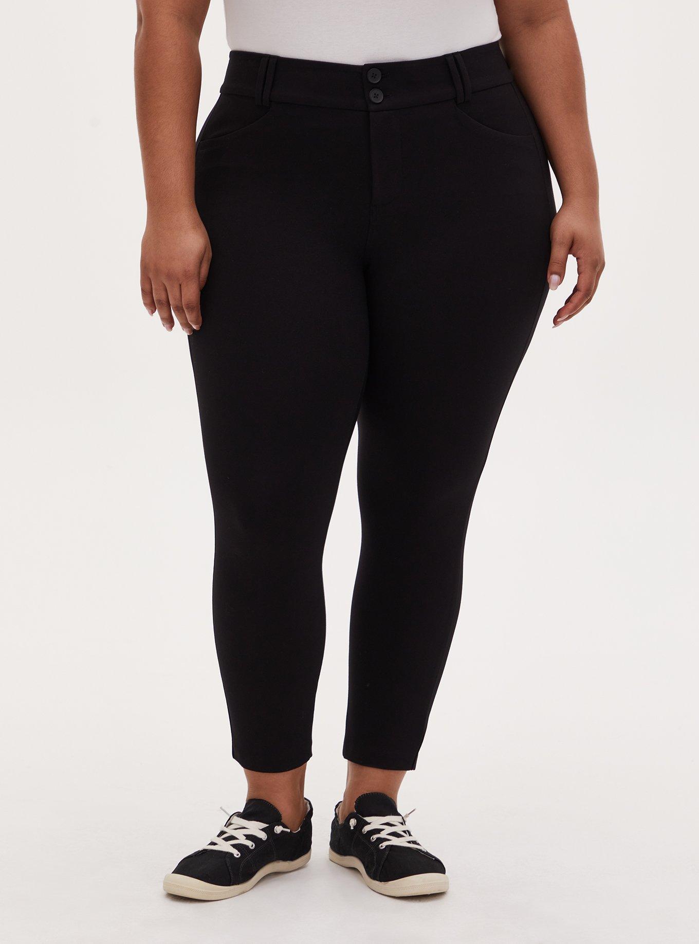 Plus Size Ankle Skinny Studio Luxe Ponte Mid-Rise Pant, DEEP BLACK, hi-res