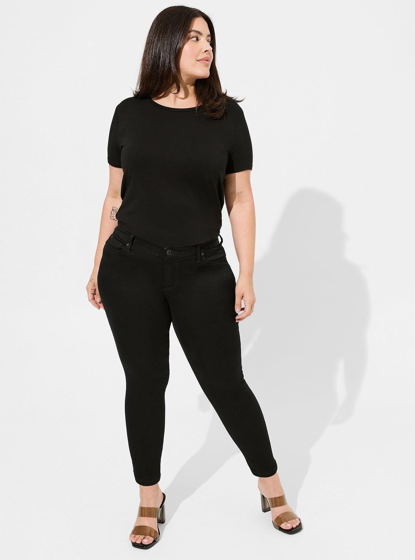 Women's Black High Waist Slim Fit Stretchy Skinny Work Pants - G-Line