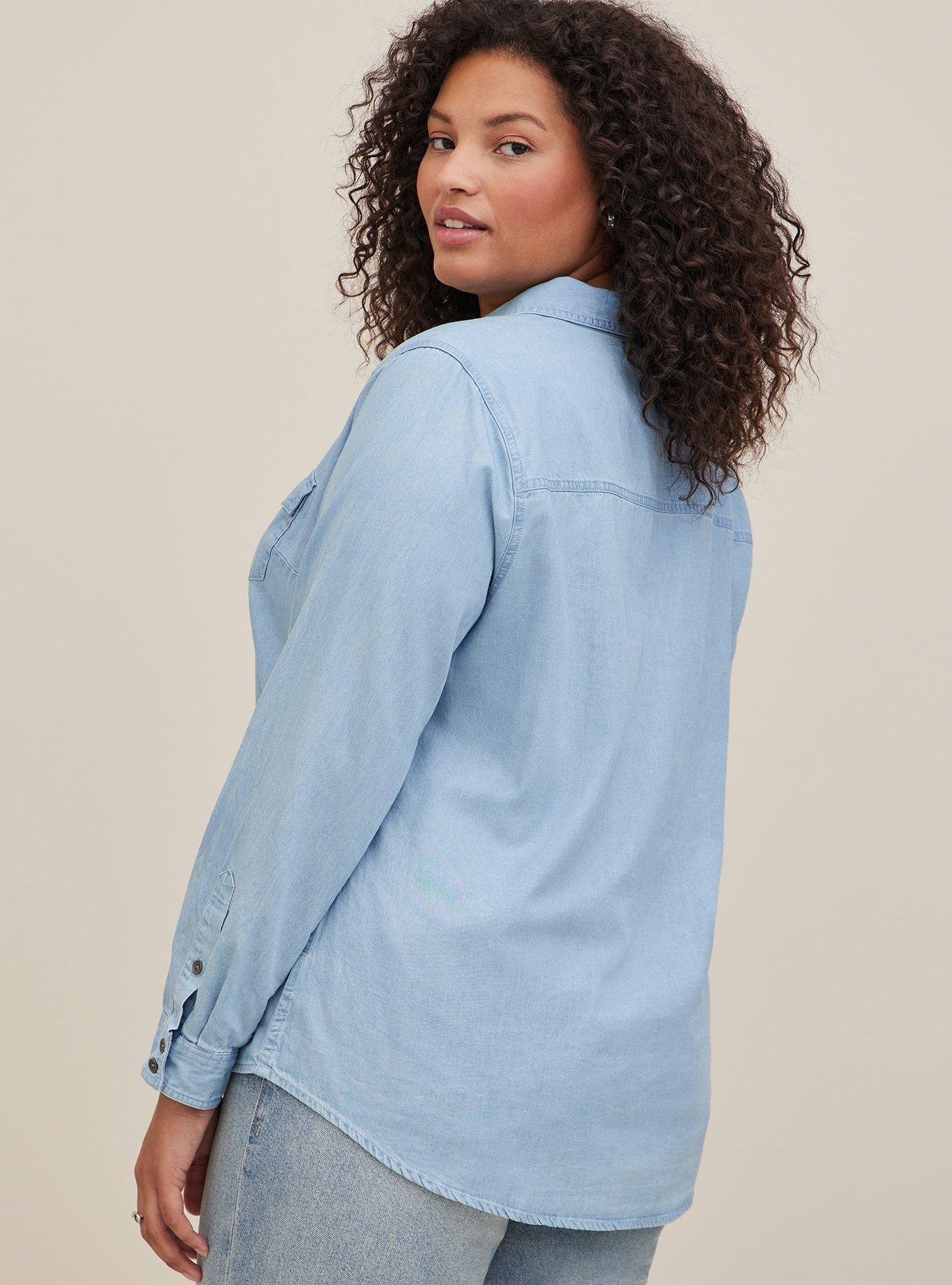 Plus Size - Taylor Medium Wash Denim Button-Down Shirt - Torrid