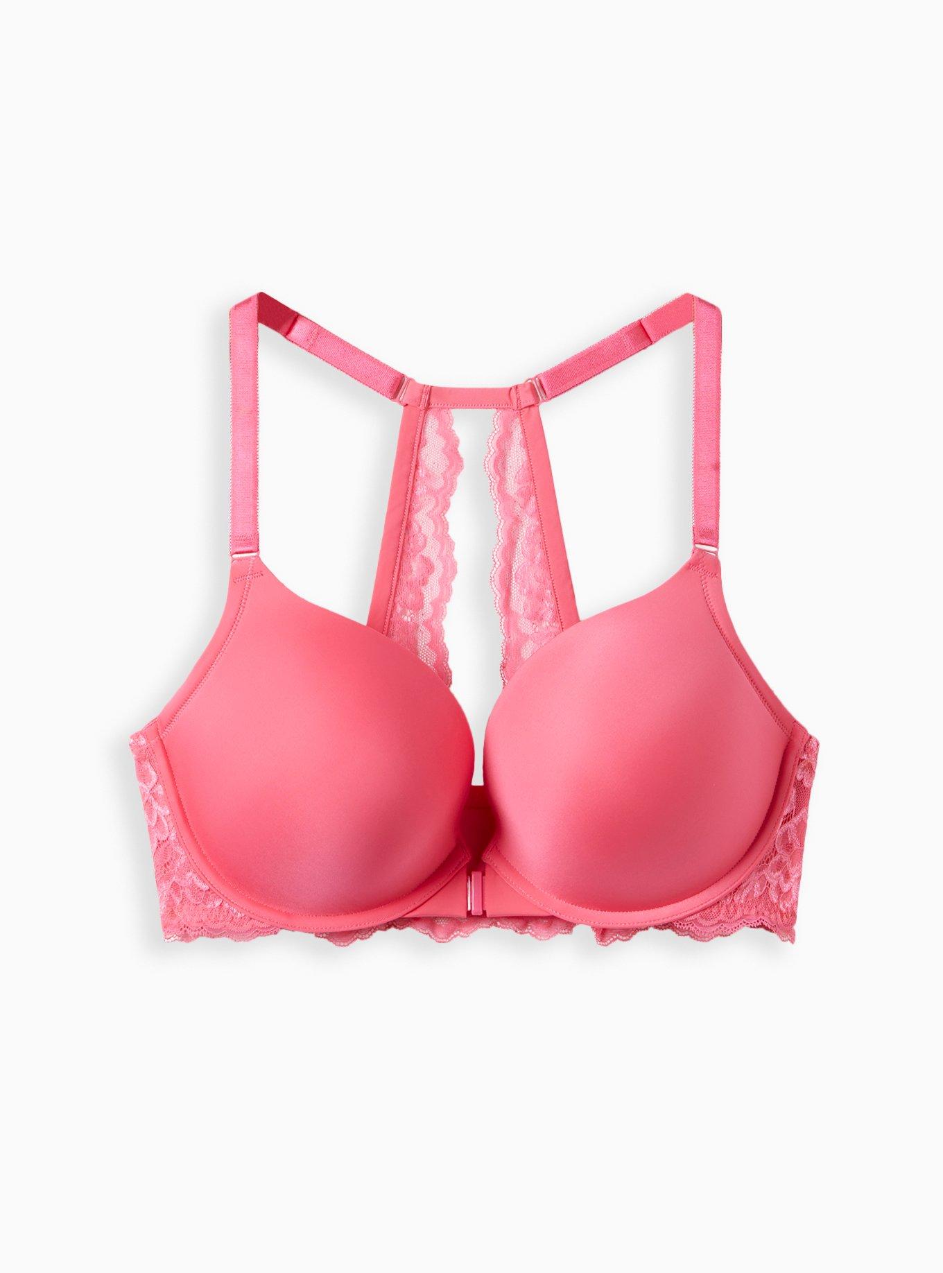 Cacique Smooth Boost Plunge Pink Lace Bra 46DDD