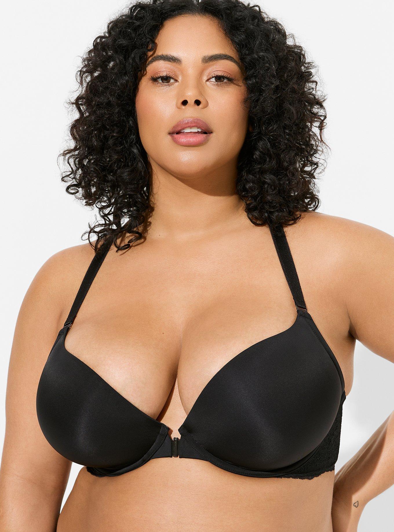 Unbonded Lace Push Up Bra Thick Padded, Sexy Plunge Plus Size