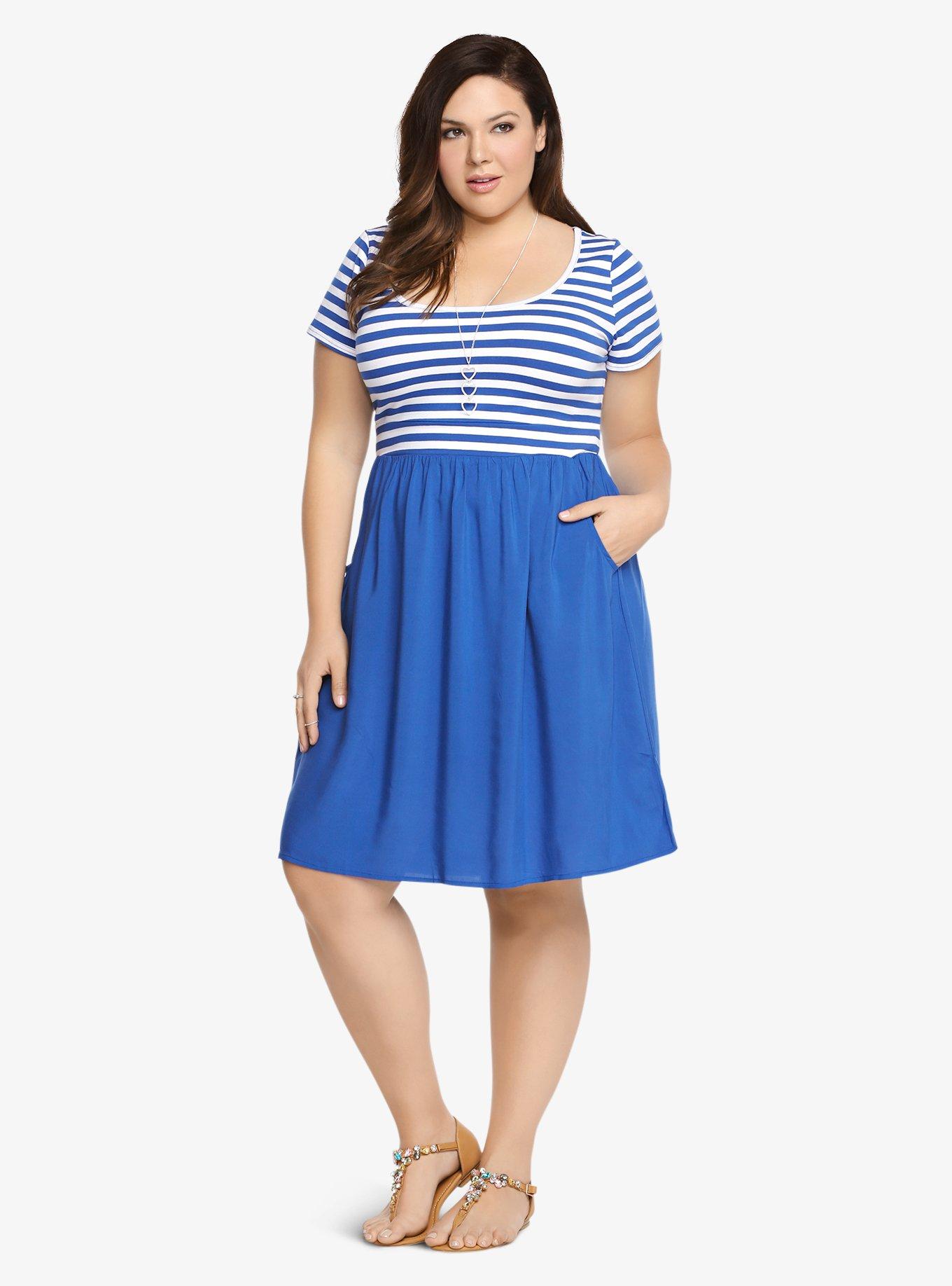 Blue Woven Skater Skirt