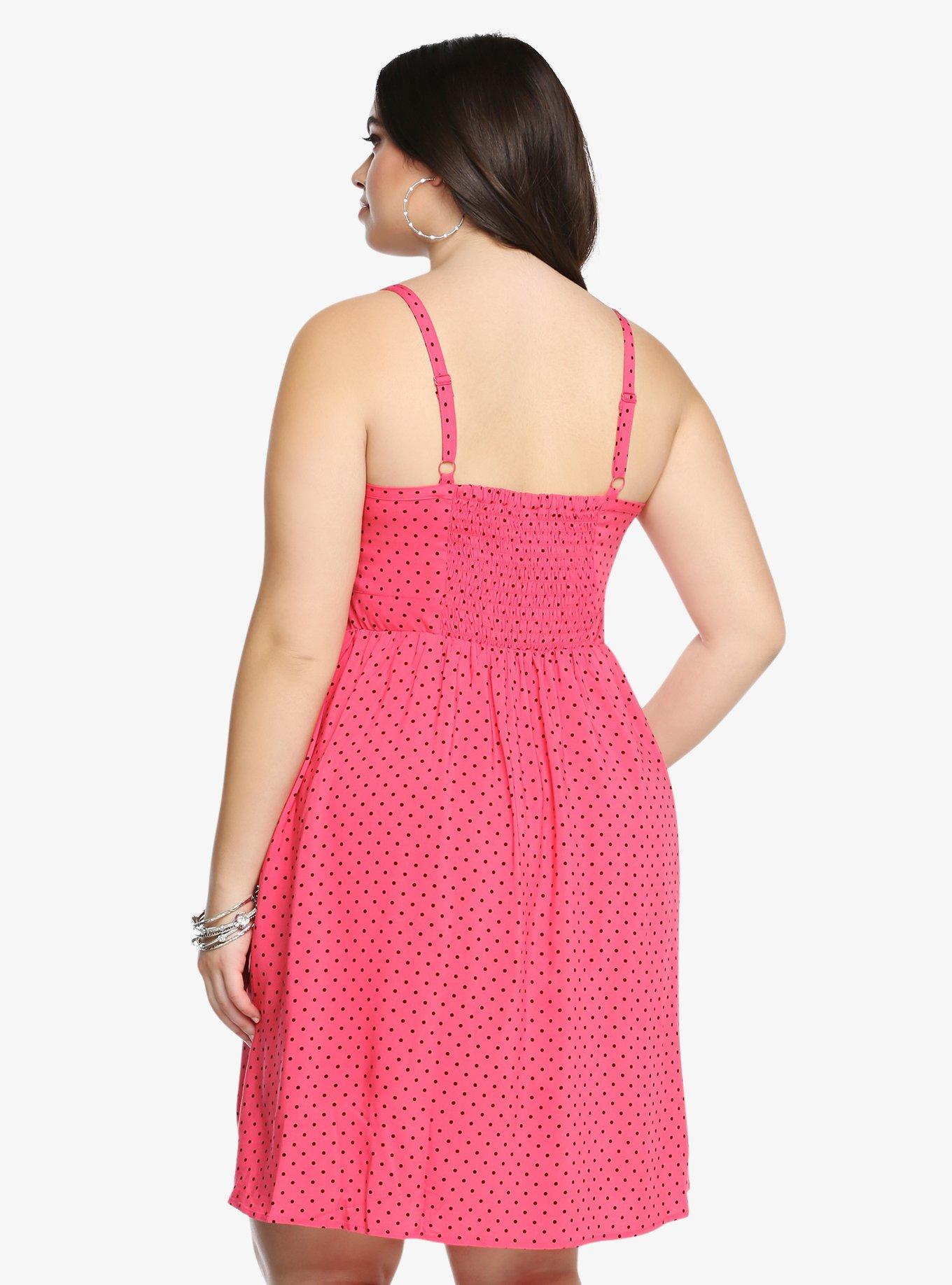 Plus Size Polk Dot Lace-up Tank Dress, SPACE OUT DOT, alternate