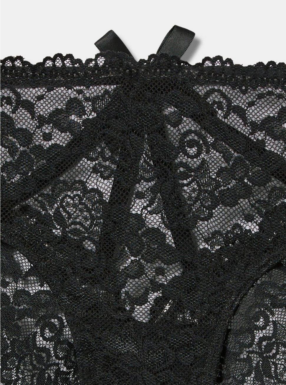 Plus Size Simply Lace Mid-Rise Hipster Cage Back Panty, RICH BLACK, alternate