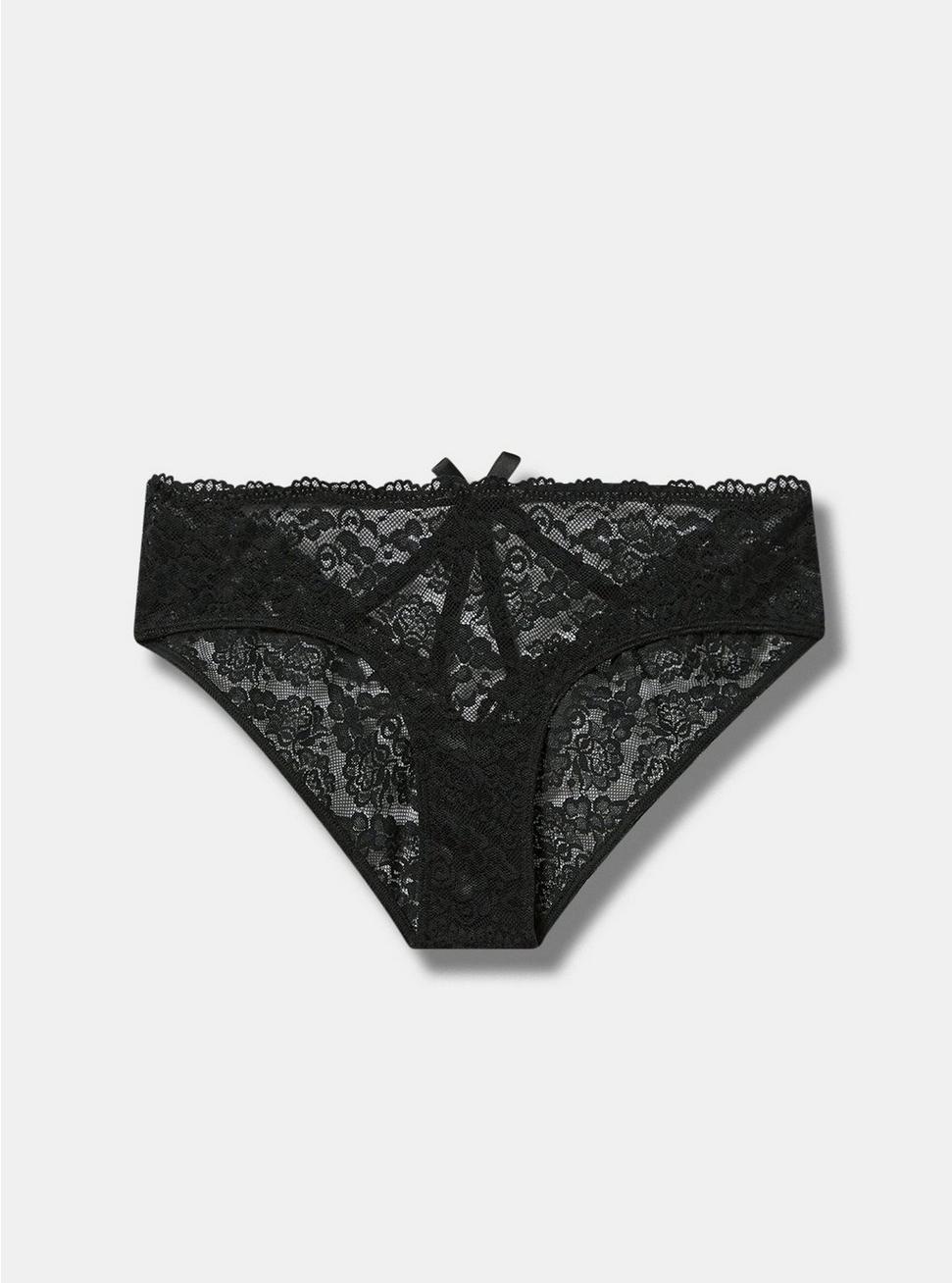 Simply Lace Mid-Rise Hipster Cage Back Panty, RICH BLACK, hi-res