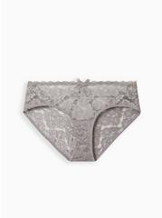 Simply Lace Mid-Rise Hipster Cage Back Panty, SILVER FILIGREE, hi-res