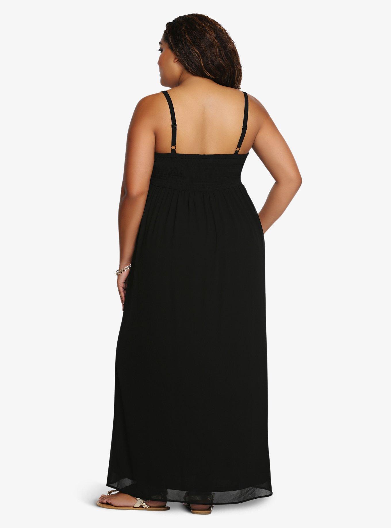 Embellished Chiffon Tank Maxi Dress, DEEP BLACK, alternate