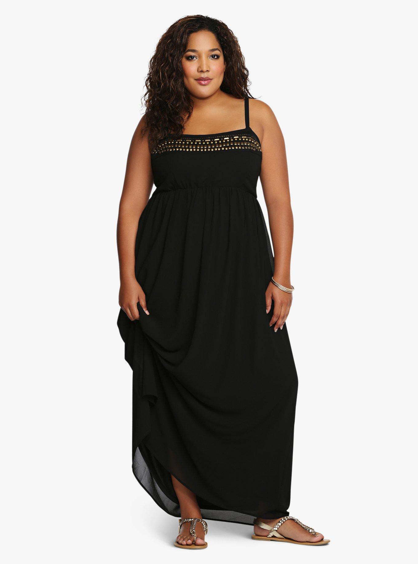 Embellished Chiffon Tank Maxi Dress, DEEP BLACK, alternate