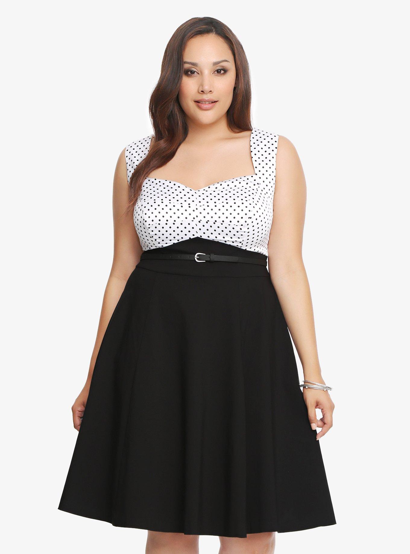 Torrid black and white polka dot dress top