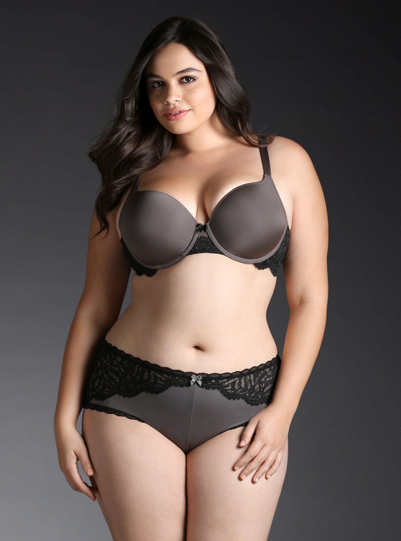 Plus Size Smooth Push-Up Balconette Bra, PLUM KITTEN, alternate
