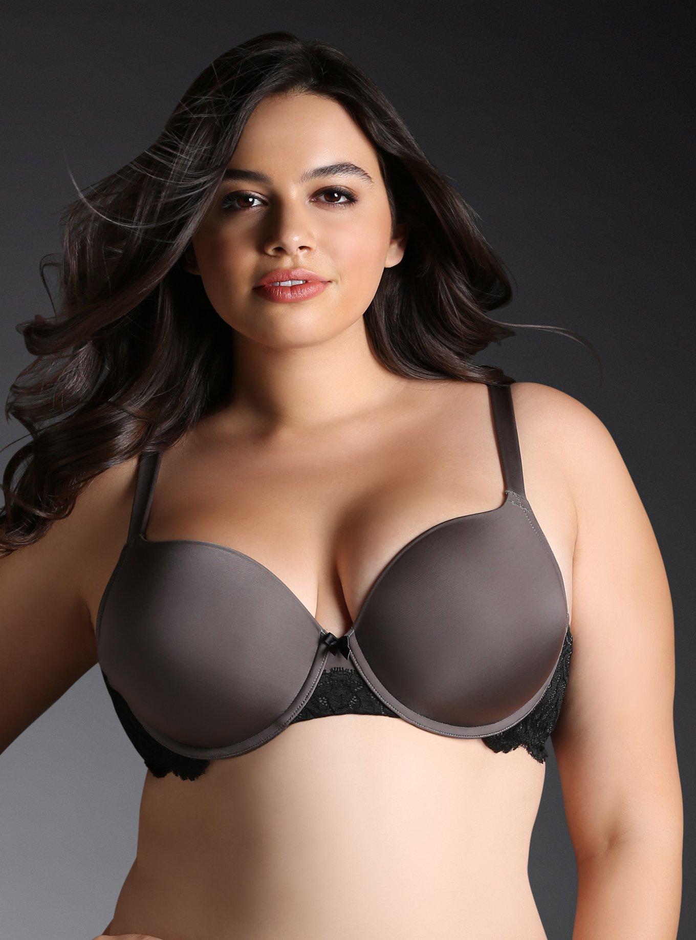 Plus Size Smooth Push-Up Balconette Bra, PLUM KITTEN, hi-res