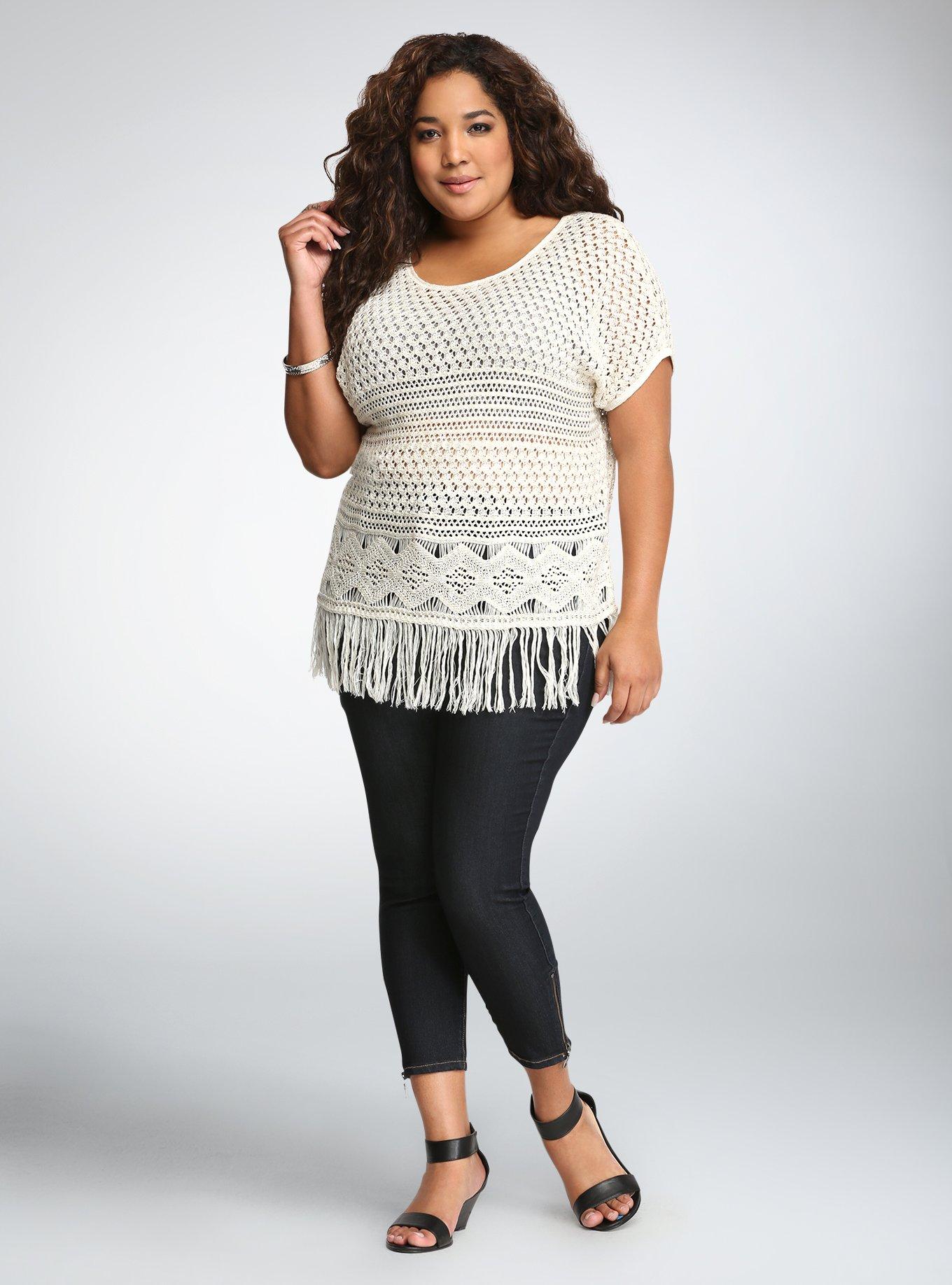 Fringe sweater hot sale plus size