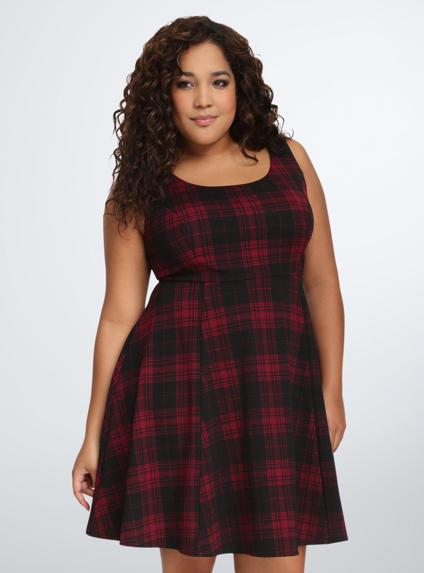 Torrid red plaid store dress