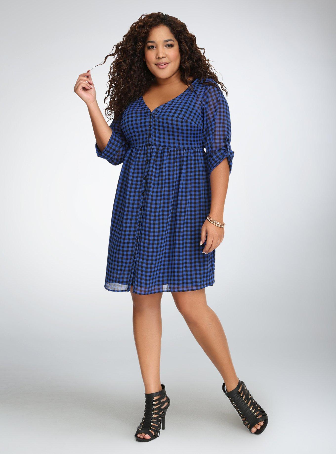 Buffalo plaid plus size dress best sale