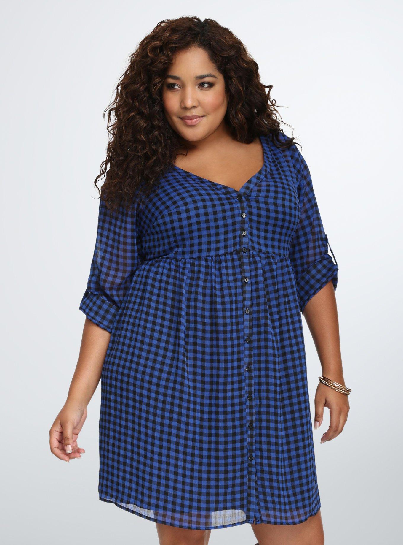 Платье рубашка для полных женщин фото Torrid Plaid Dress Sale remkom2000.ru