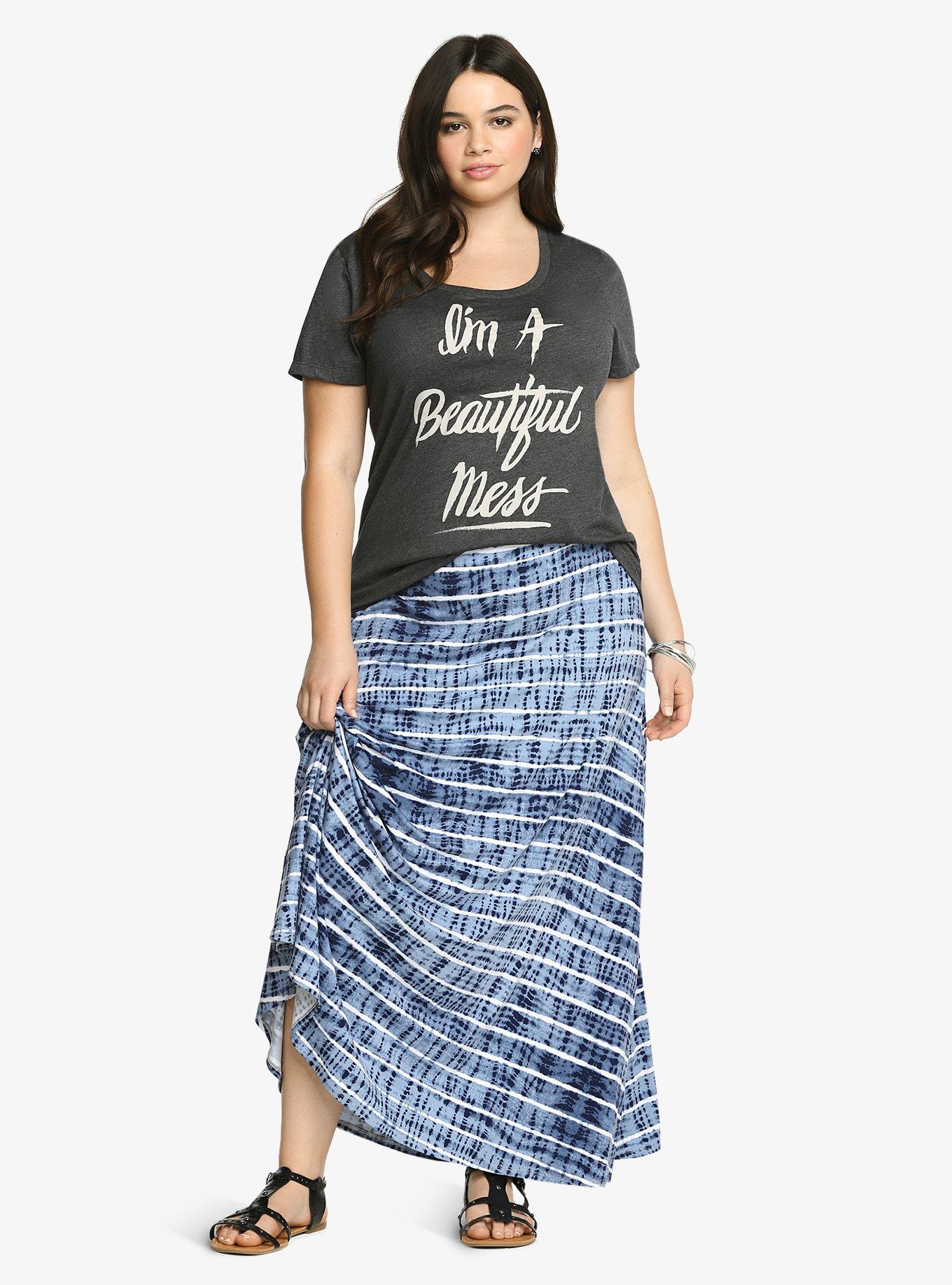 Plus Size Black Beautiful Mess Slim Fit Tee, , alternate
