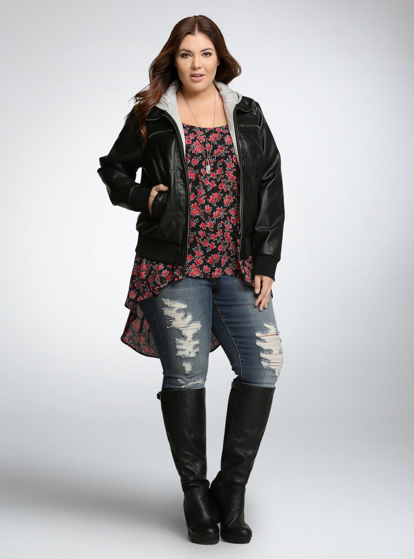 Faux Leather Bomber Jacket, DEEP BLACK, alternate