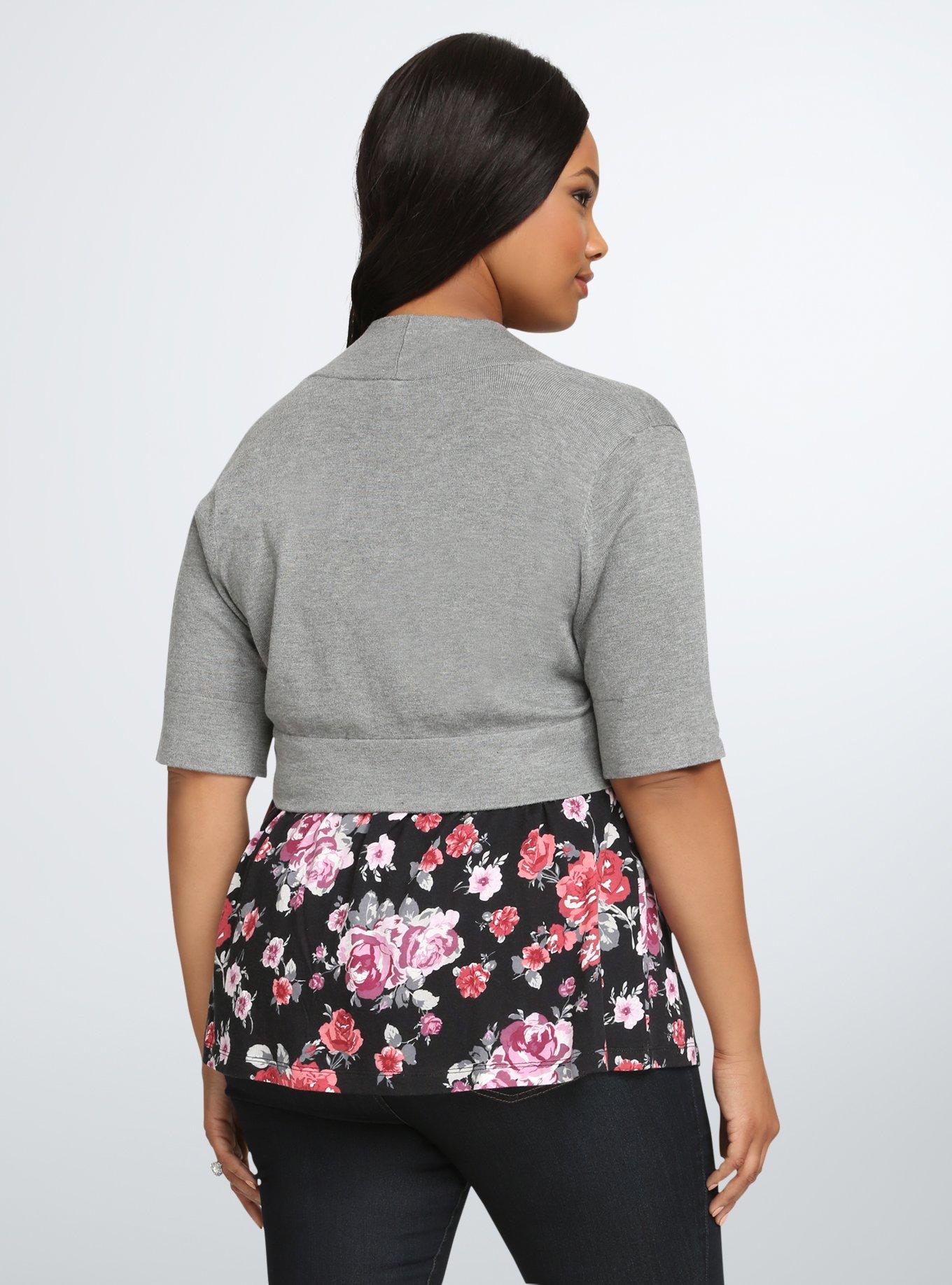 Shawl Collar Shrug, HEATHER GREY, alternate