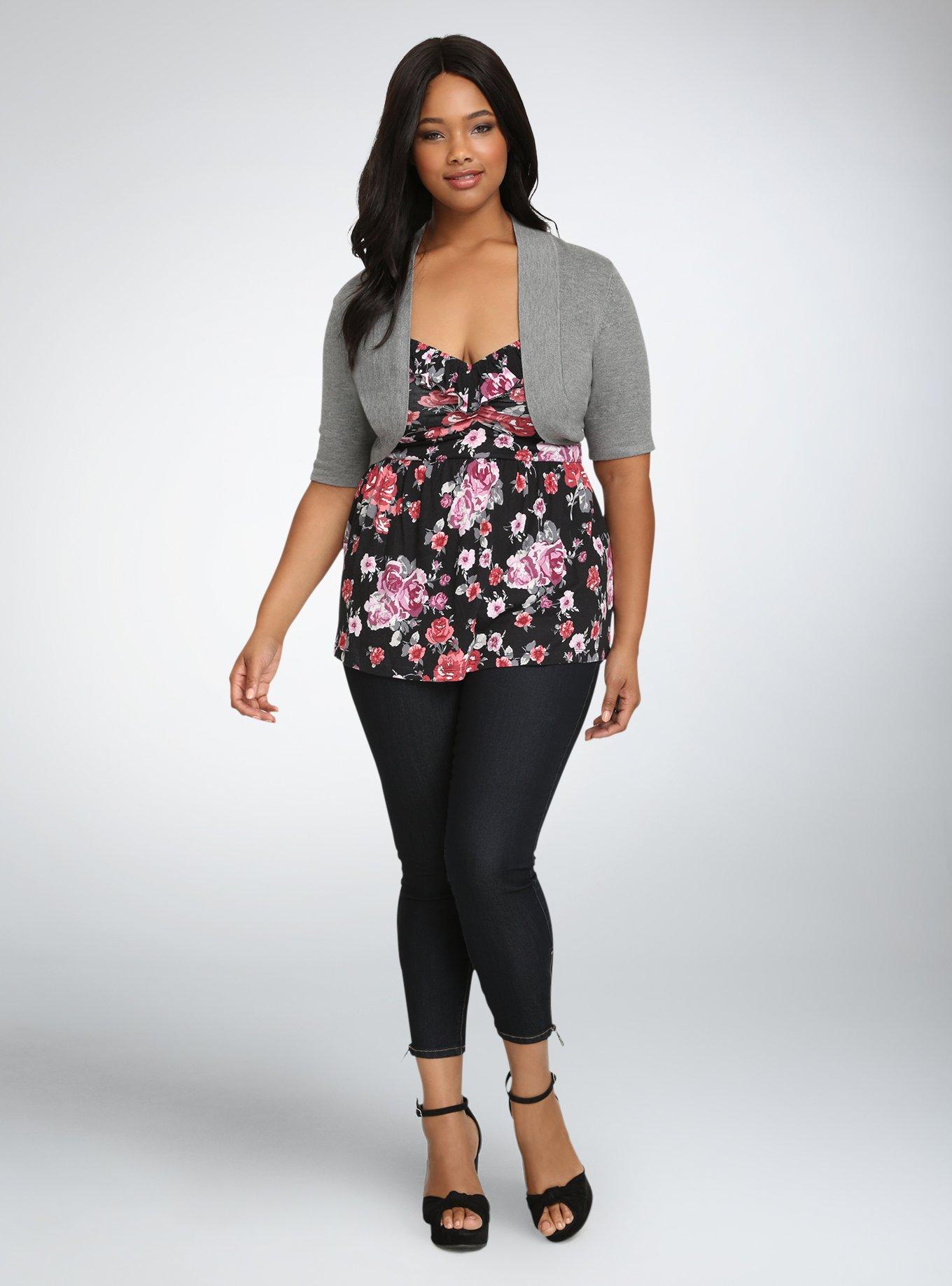 Shawl Collar Shrug, HEATHER GREY, alternate