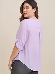 Plus Size Harper Georgette Pullover 3/4 Sleeve Blouse, LILAC, alternate