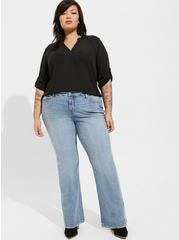 Plus Size Harper Georgette Pullover 3/4 Sleeve Blouse, DEEP BLACK, alternate