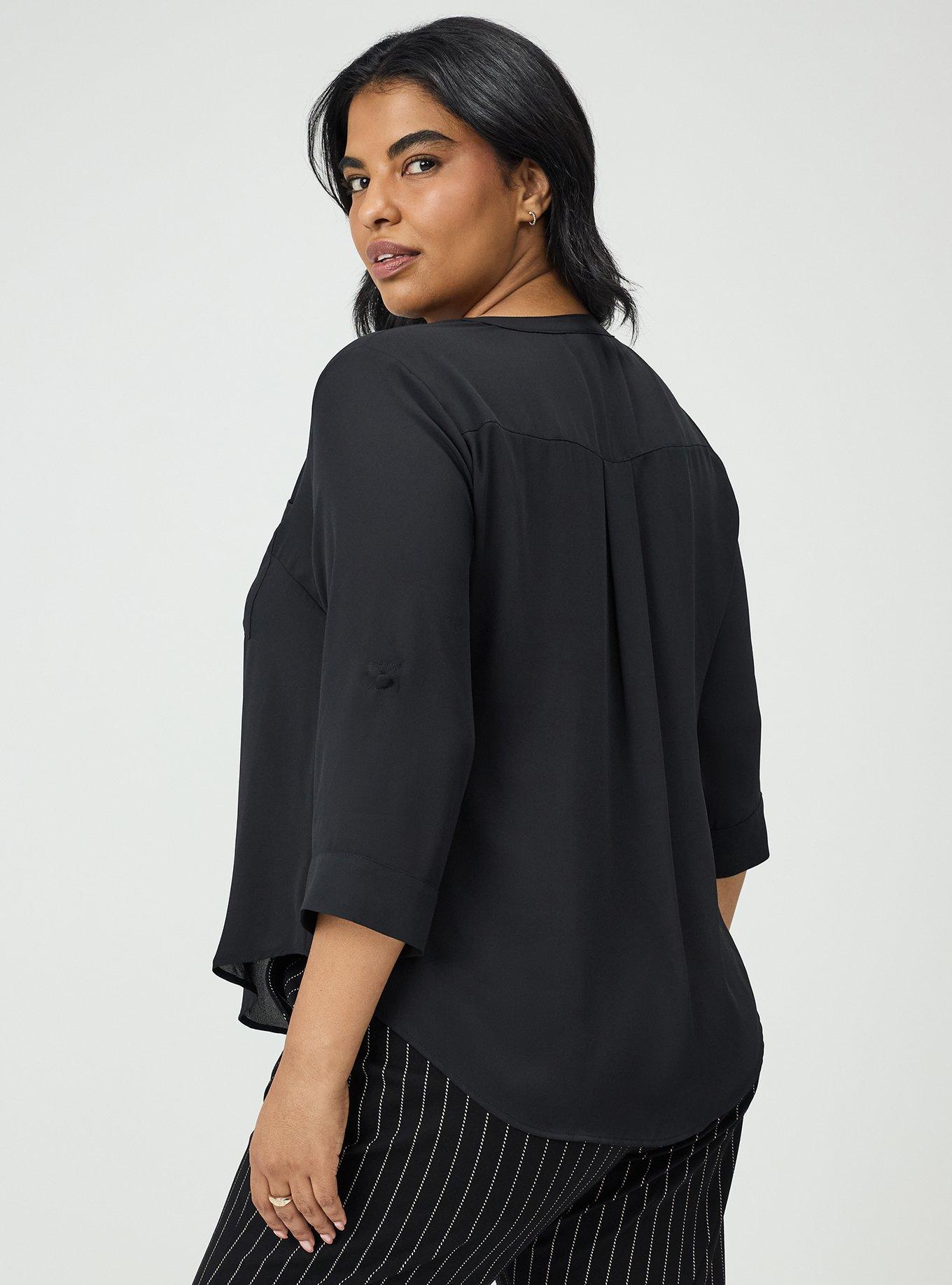 Plus Size Harper 3/4 Sleeve Pullover Blouse, DEEP BLACK, alternate