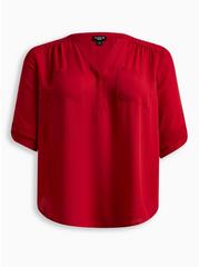 Harper Georgette Pullover 3/4 Sleeve Blouse, JESTER RED, hi-res
