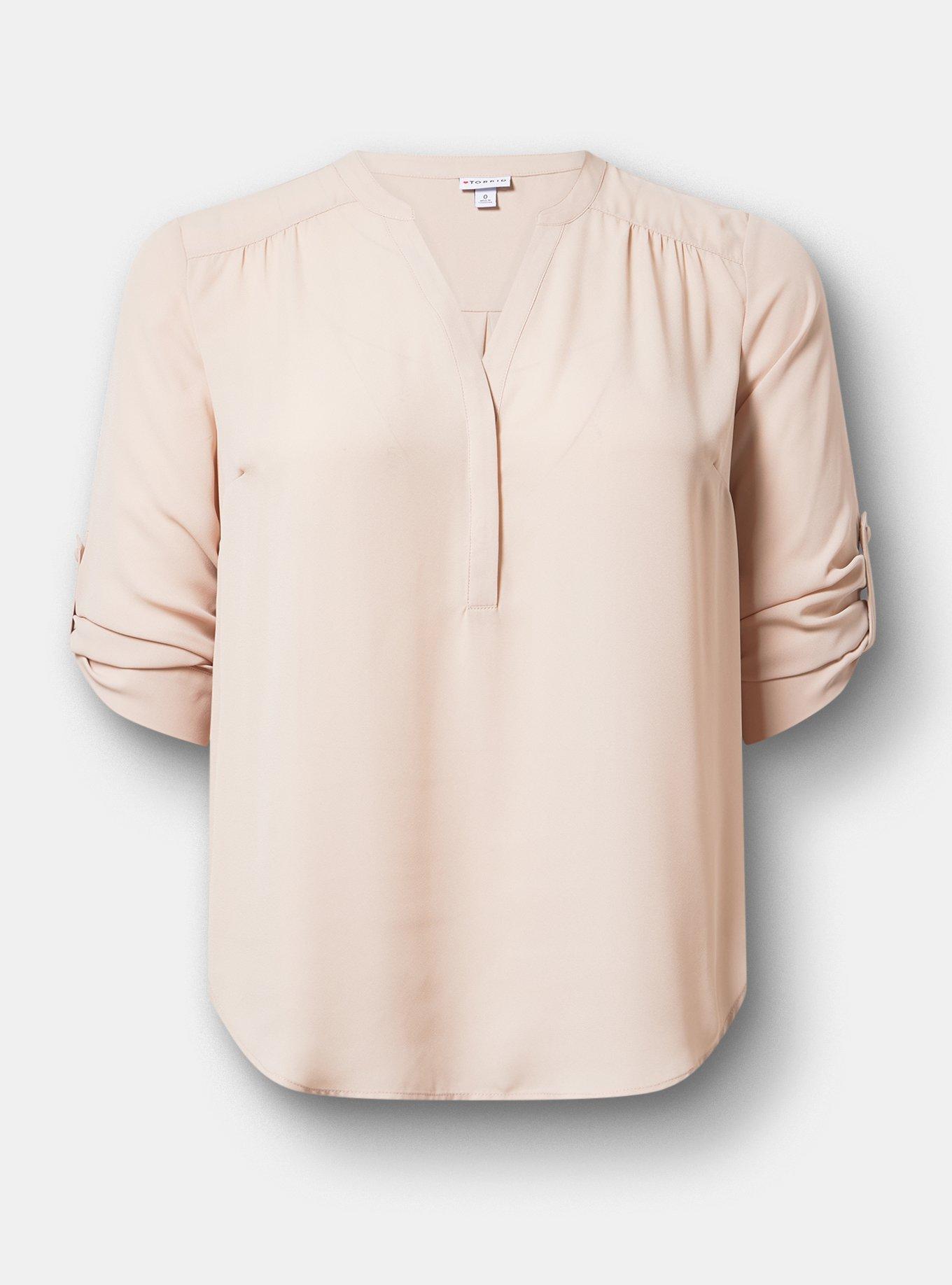 Harper Georgette 3/4 Sleeve Blouse, MUSHROOM, hi-res