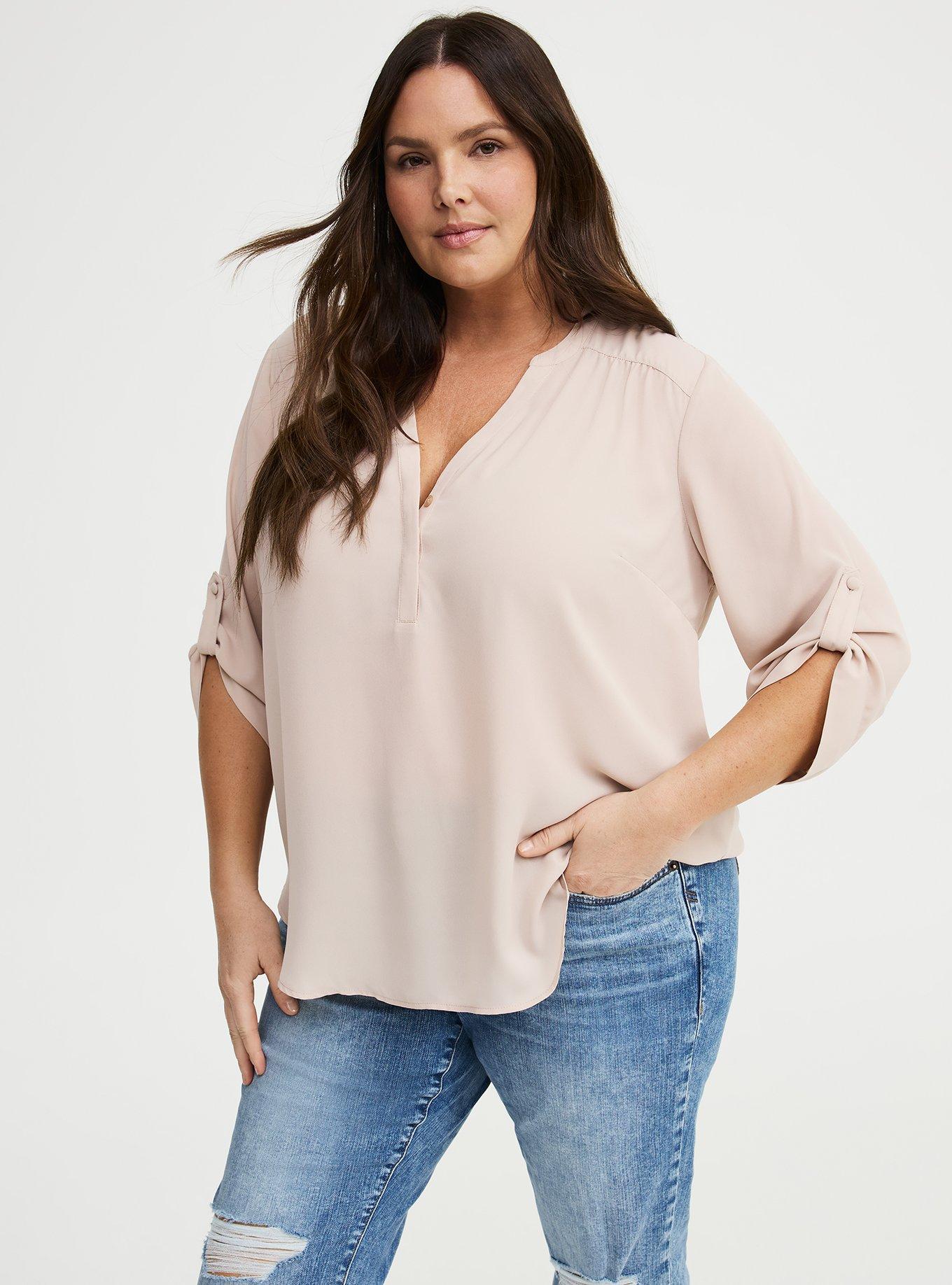 Harper Georgette 3/4 Sleeve Blouse, MUSHROOM, hi-res