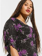 Plus Size Harper Georgette Pullover 3/4 Sleeve Blouse, BLACK WEB, alternate